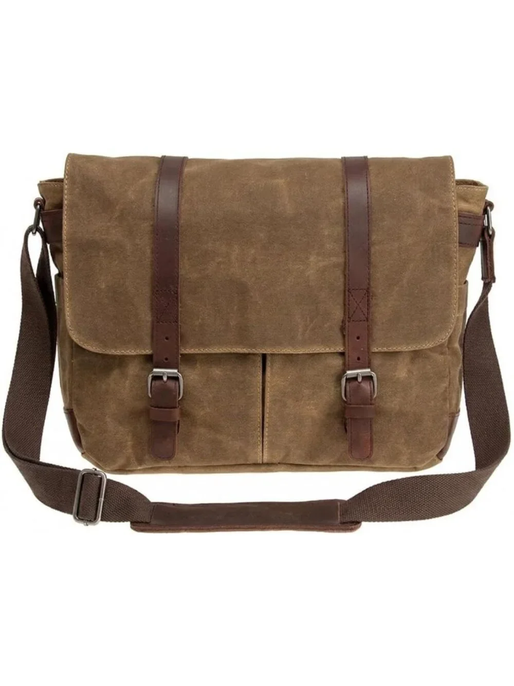 Vintage Leather & Waxed Canvas Briefcase Satchel for 15.6” Laptop - Rugged